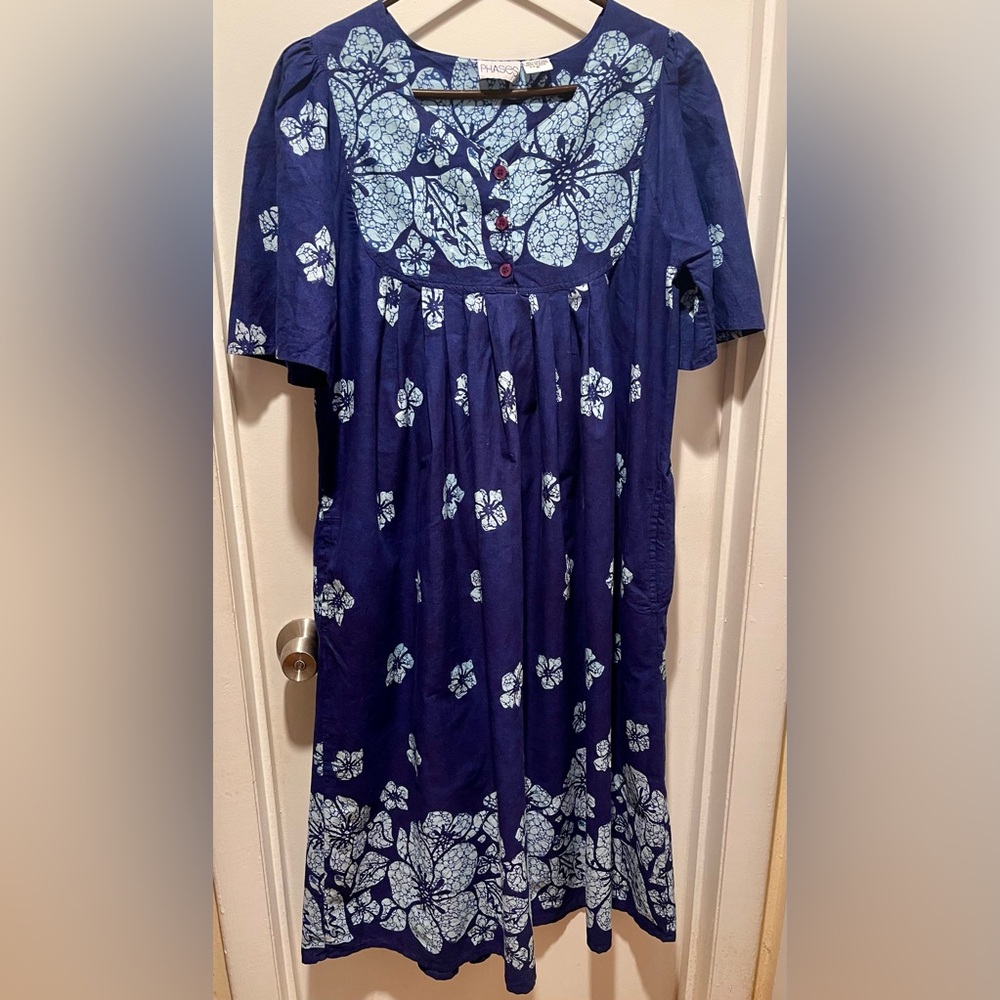 Vintage Phases Batik Floral print MuuMuu Midi S
